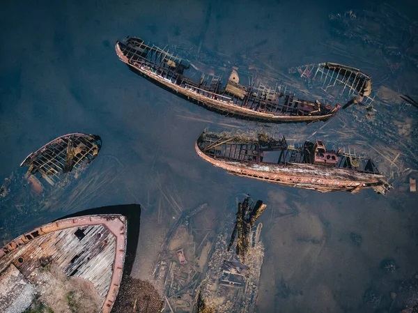 Old Ship Cemetery in Murmansk, Russia